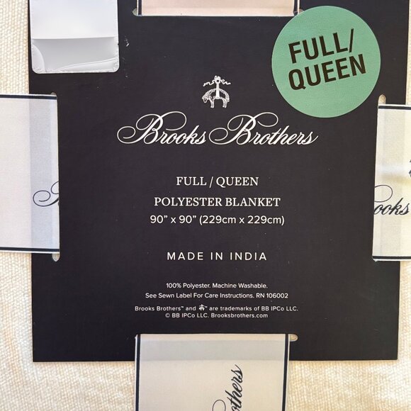 Brooks Brothers 100% Cotton Knit Queen Size Blanket Coverlet Cream 90" X 90" - Picture 3 of 5
